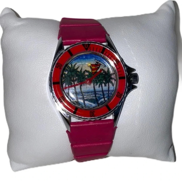 Vintage Watch Palm Tree & Sailboat Vtg 80s main image 14